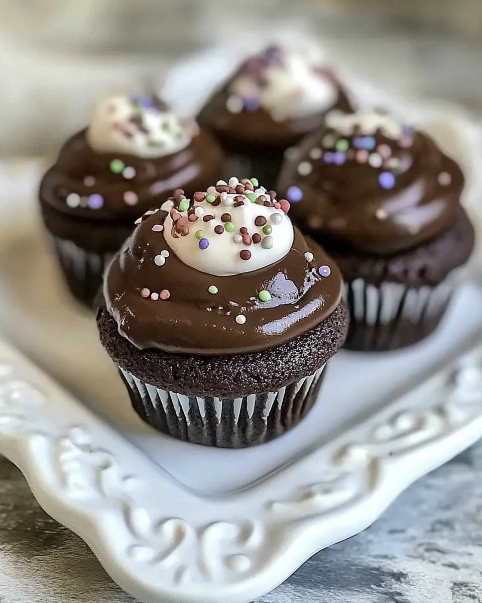 Homemade Cream Filled Chocolate Cupcakes photo