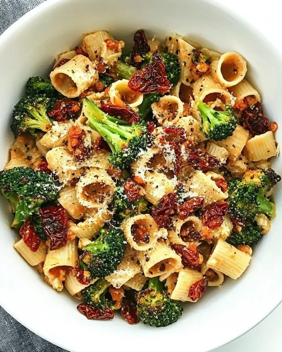 Easy Creamy Goat Cheese Pasta with Roasted Broccoli and Sun-Dried Tomatoes recipe photo