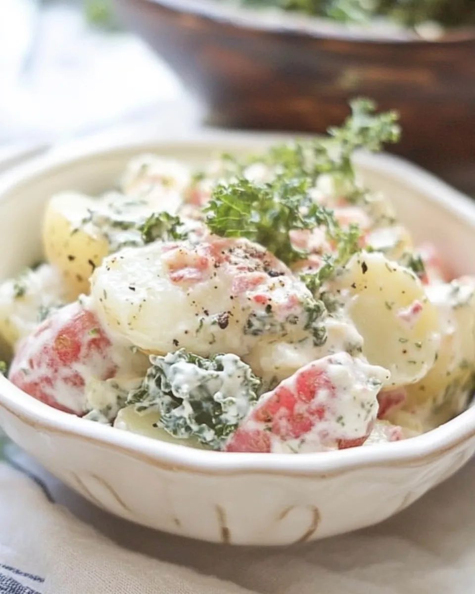 Delicious Creamy Kale Potato Salad shot