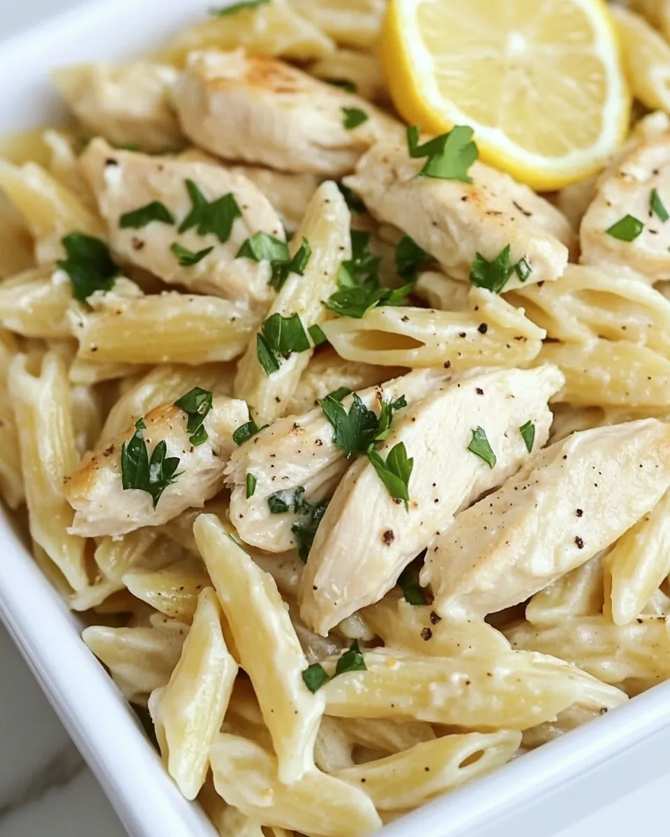 Delicious Creamy Lemon Chicken Pasta shot