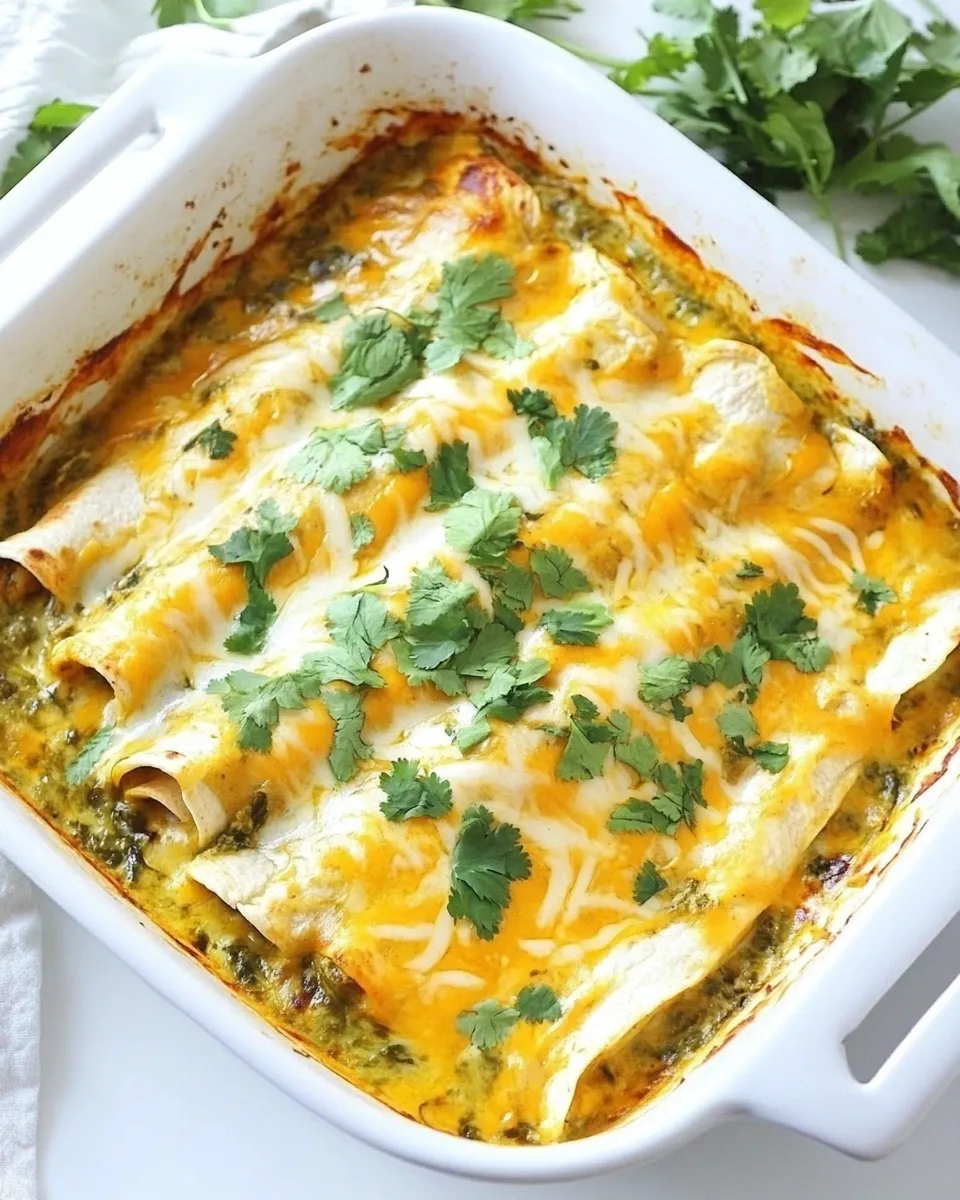 Delicious Creamy Spinach and Cheese Green Chile Enchiladas image