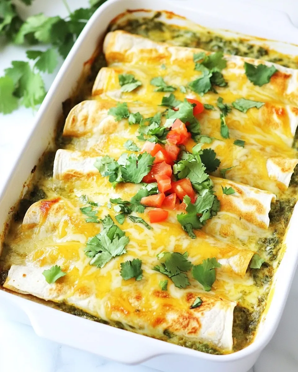 Savory Creamy Spinach and Cheese Green Chile Enchiladas recipe photo