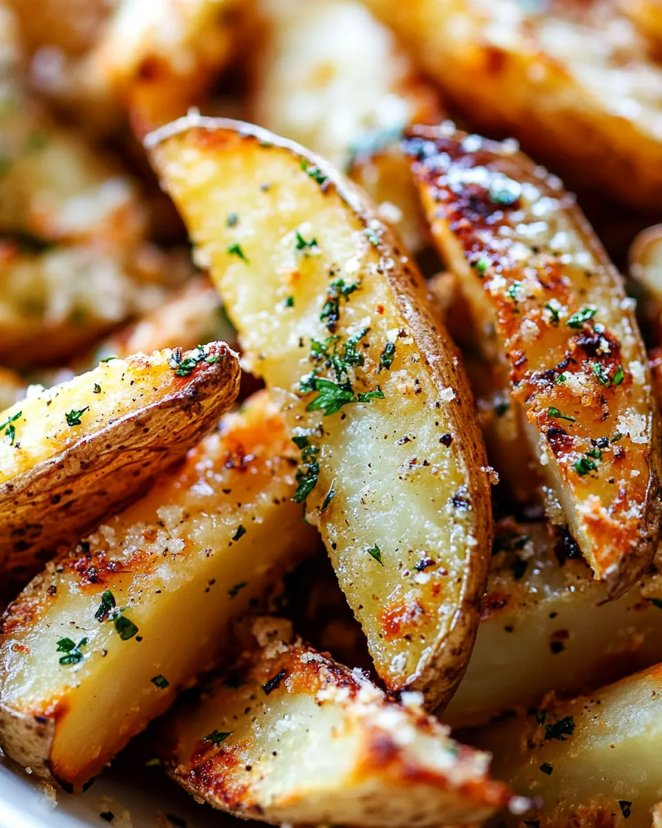 Delicious Crispy Garlic Baked Potato Wedges shot