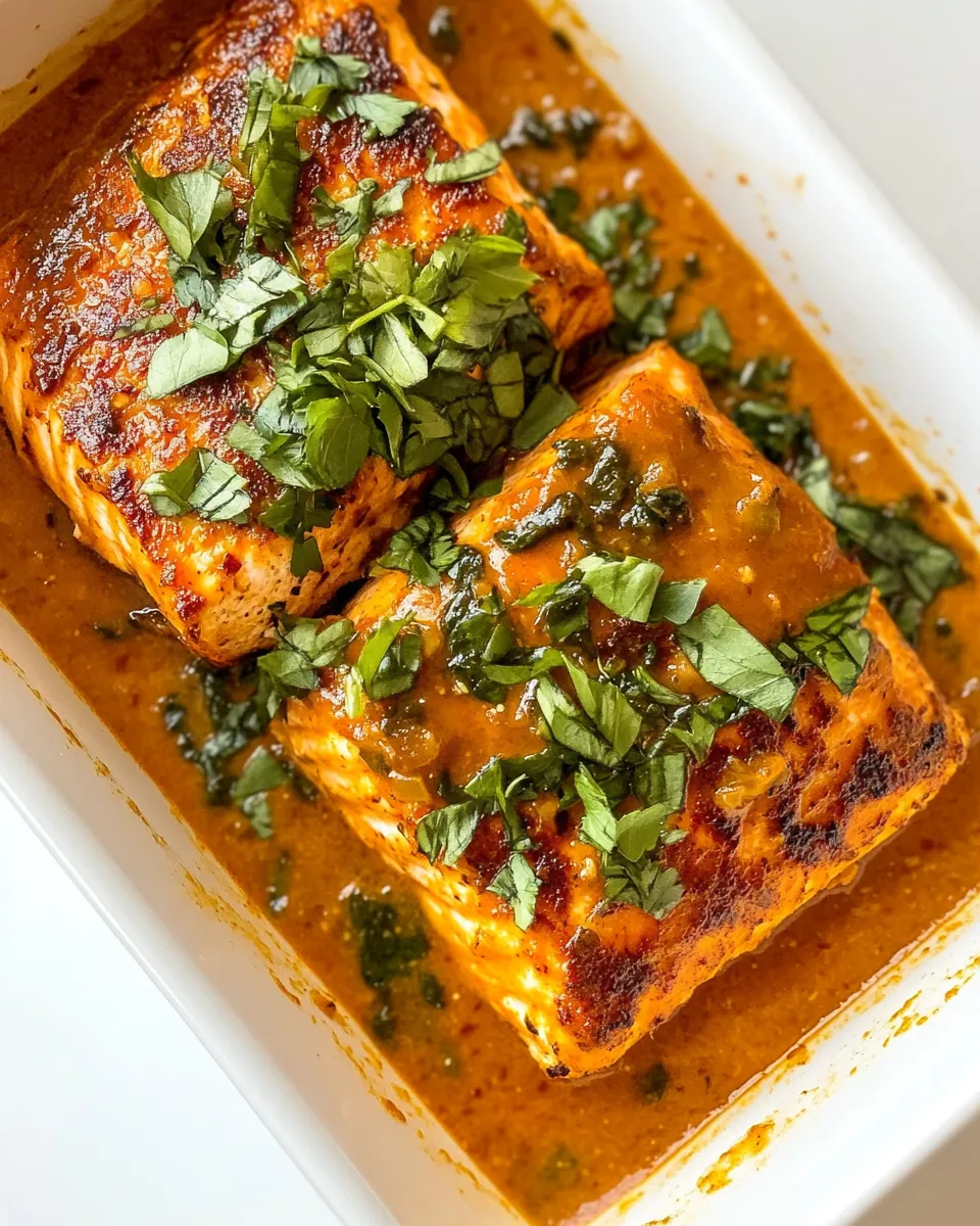Tasty Crispy Salmon with Roasted Red Pepper Sauce shot