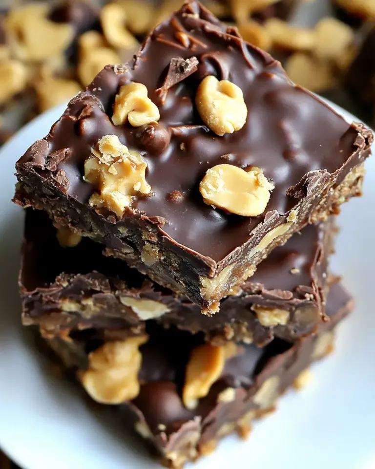 Homemade Crunchy No-Bake Chocolate Peanut Butter Bars photo