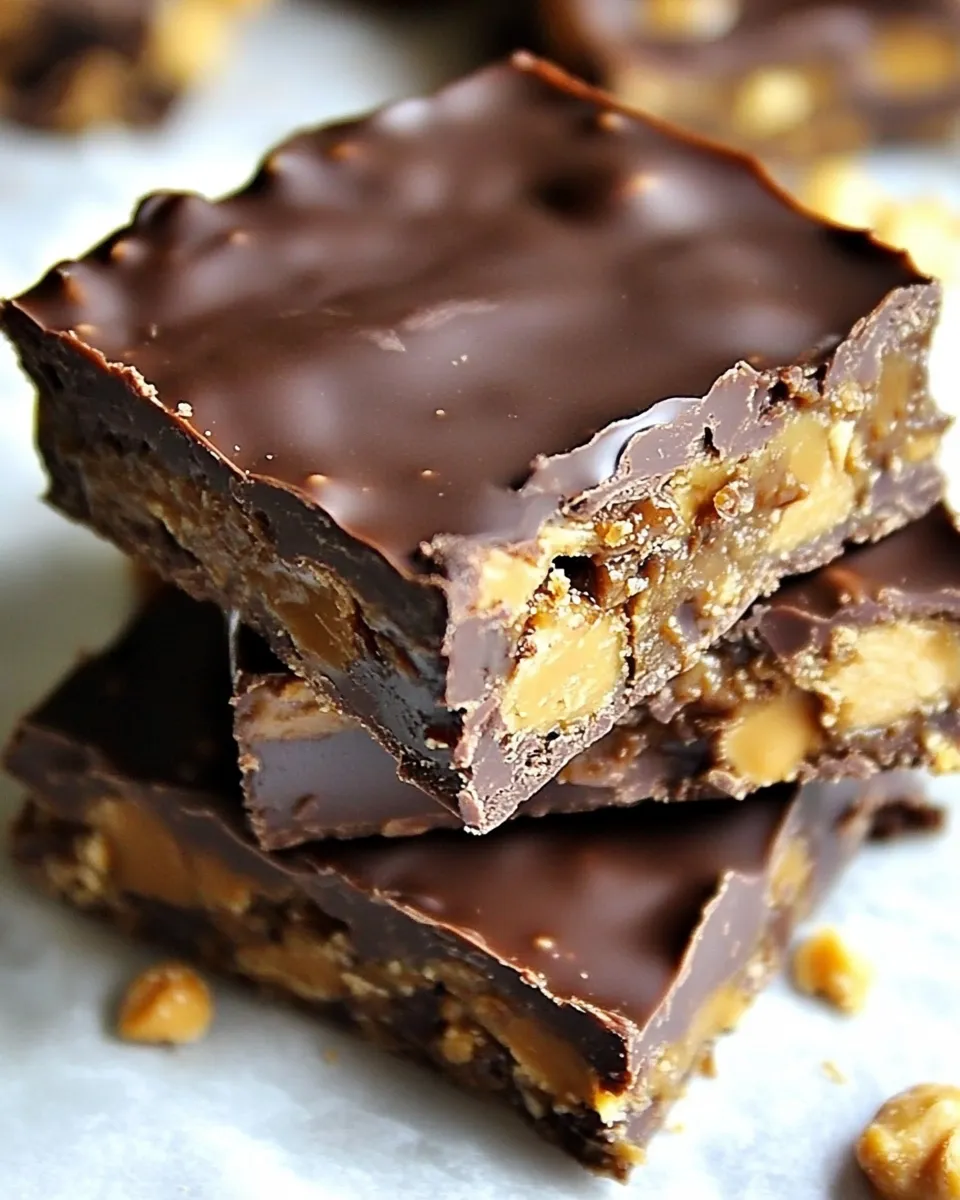 Easy Crunchy No-Bake Chocolate Peanut Butter Bars image