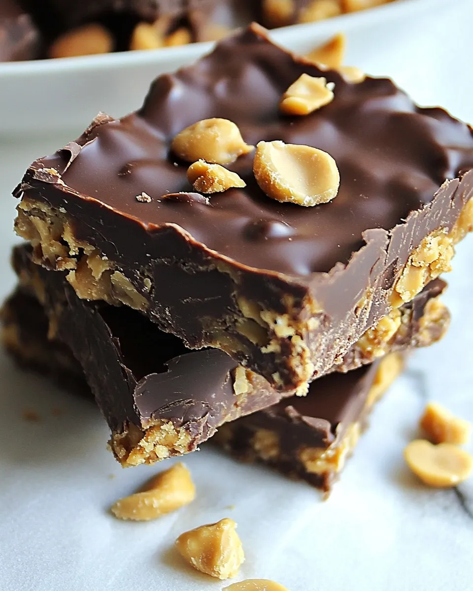 Best Crunchy No-Bake Chocolate Peanut Butter Bars recipe image