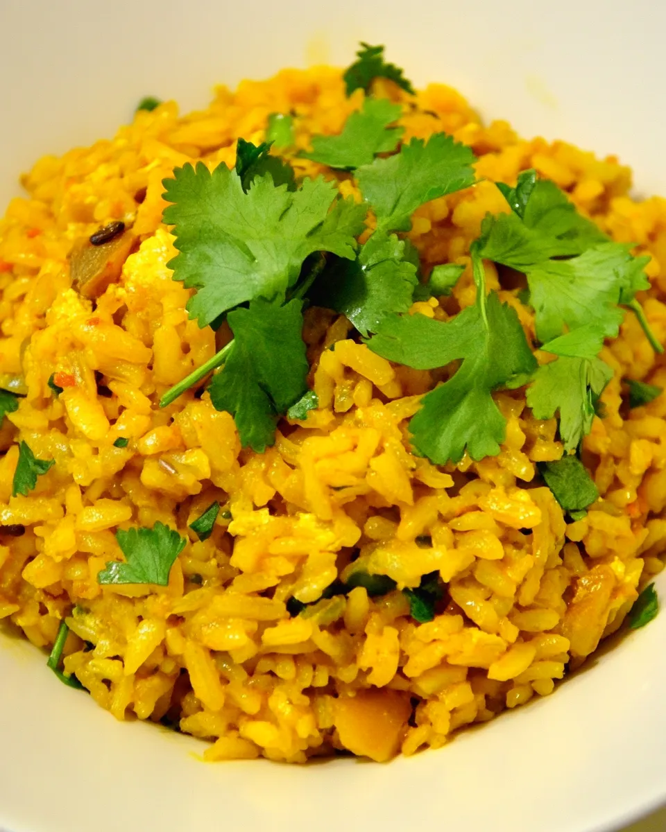 Delicious Curried Rice and Red Lentils shot