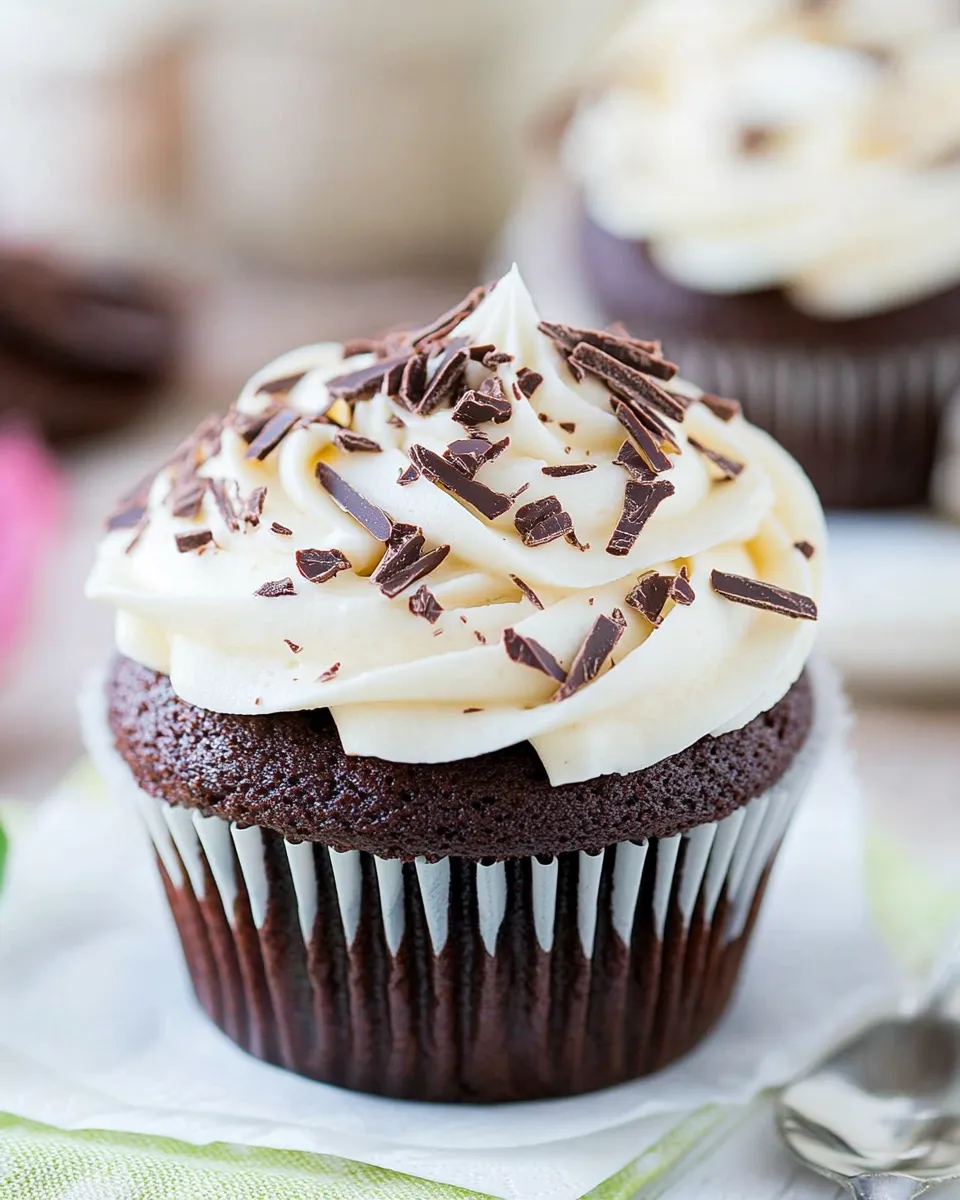Delicious Dark Chocolate Cupcakes with White Chocolate Frosting image