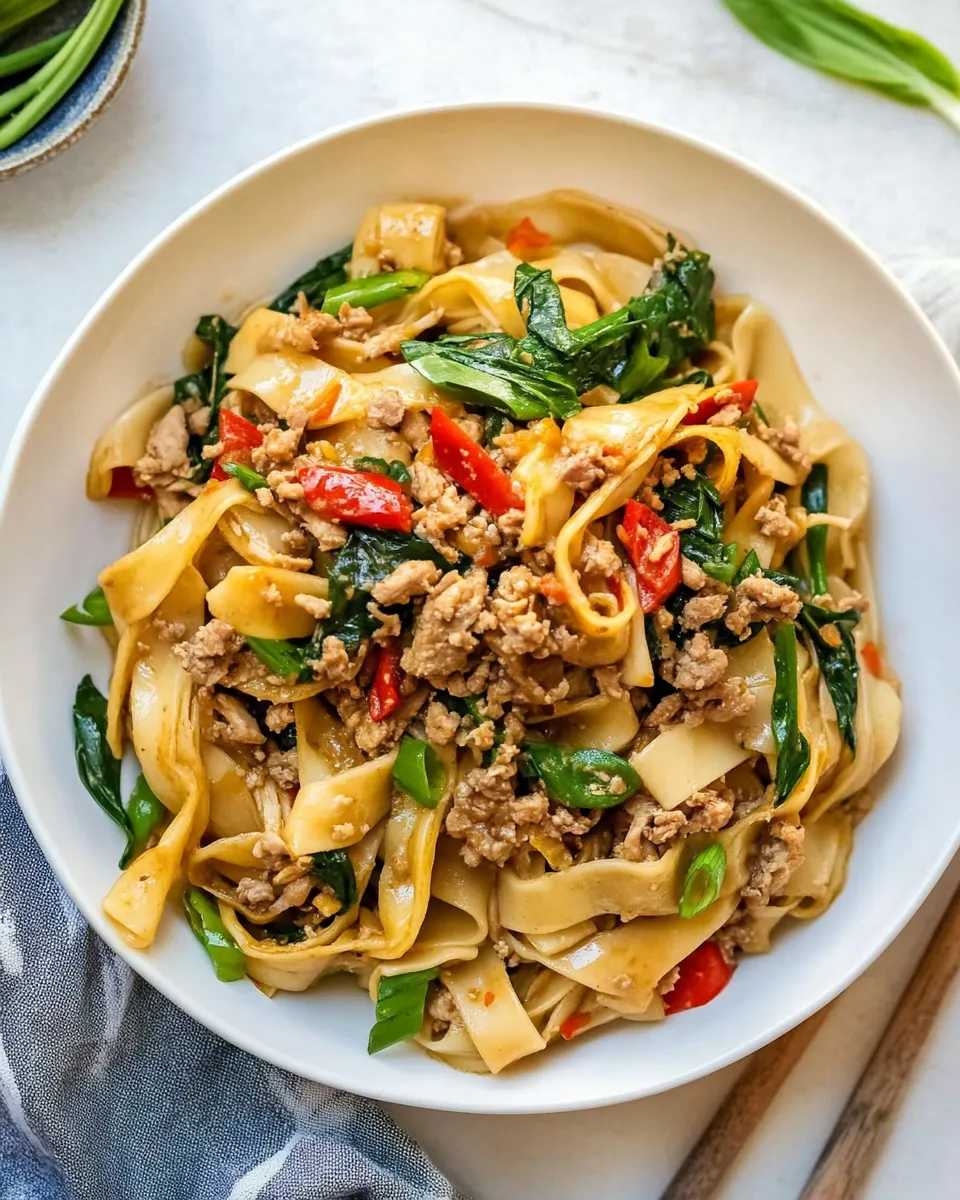 Easy Drunken Noodles (Pad Kee Mao) with Ground Turkey image