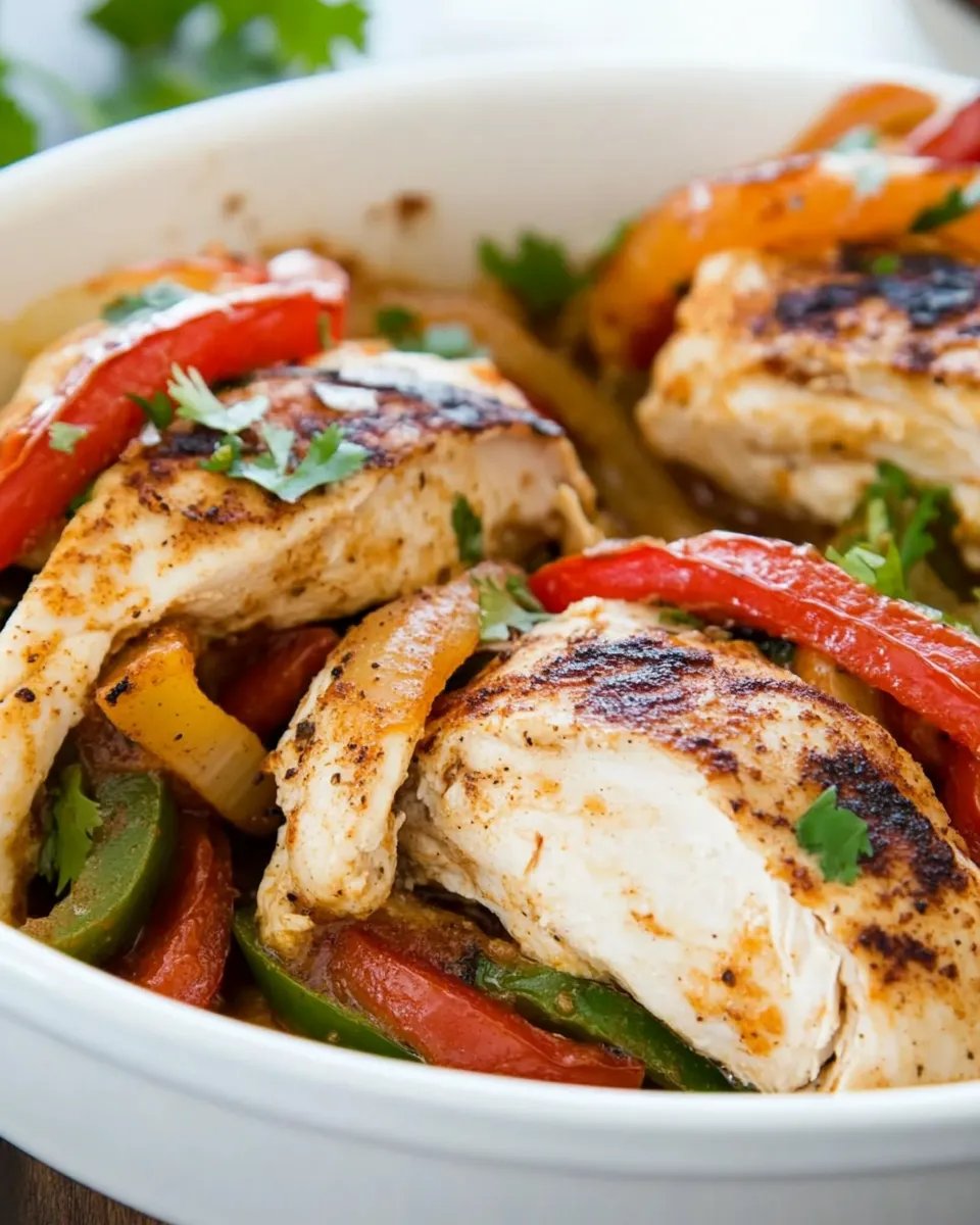 Savory Easy Cheesy Baked Fajita Chicken dish photo