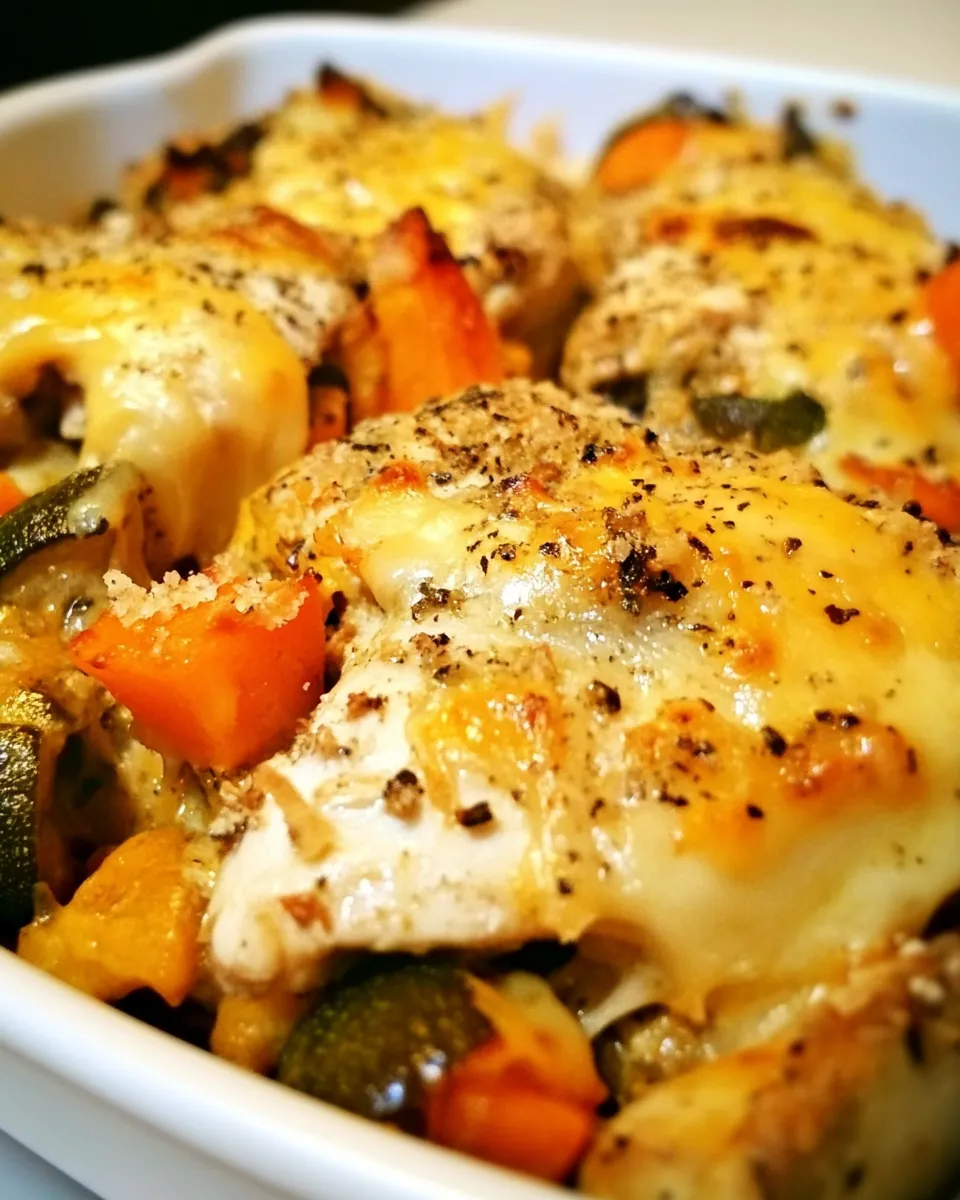 Delicious Easy Cheesy Chicken and Veggies shot