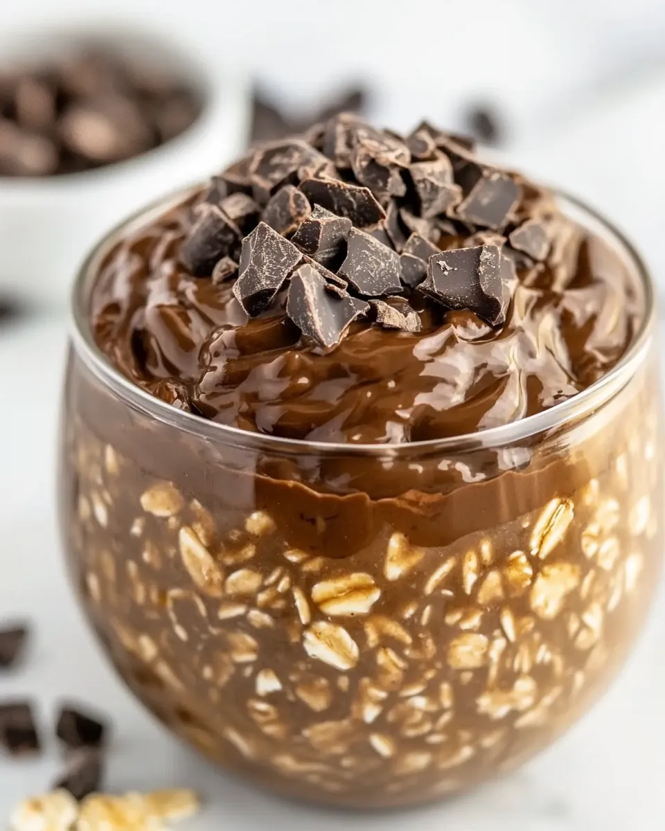 Quick Easy Chocolate Overnight Oats food shot
