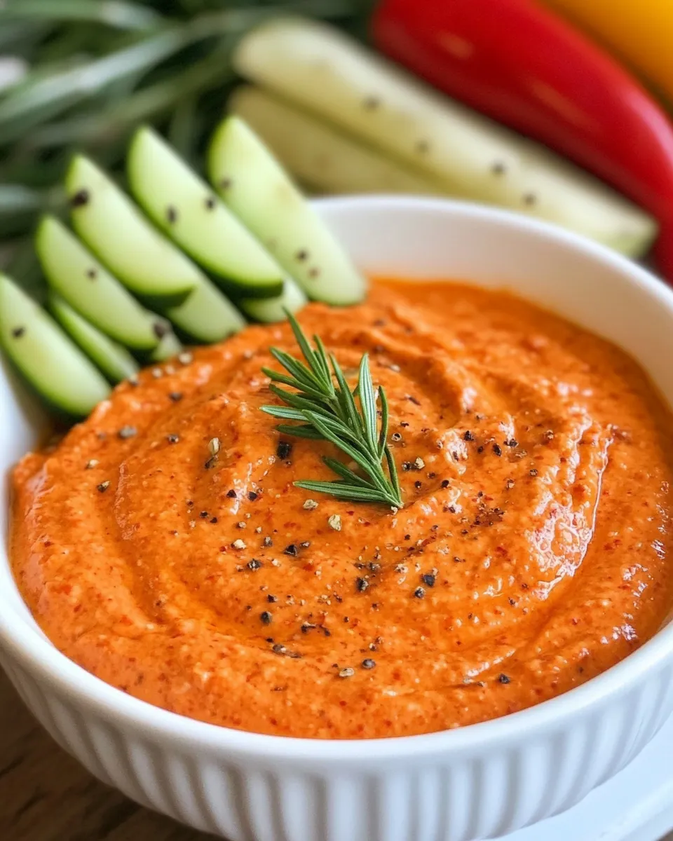 Quick Easy Roasted Red Pepper Dip shot