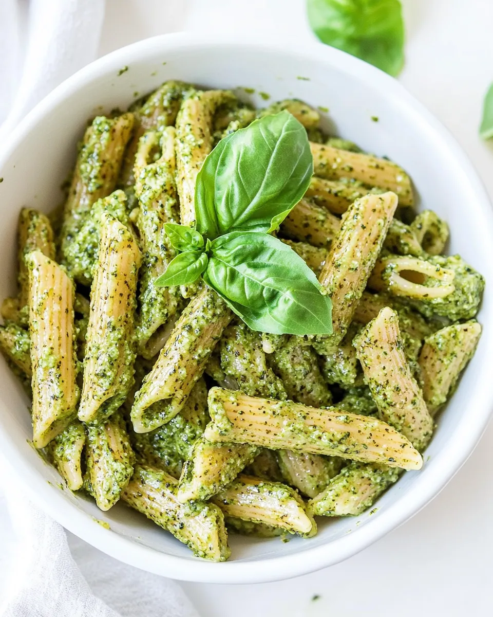 Quick Easy Vegan Pesto Pasta shot