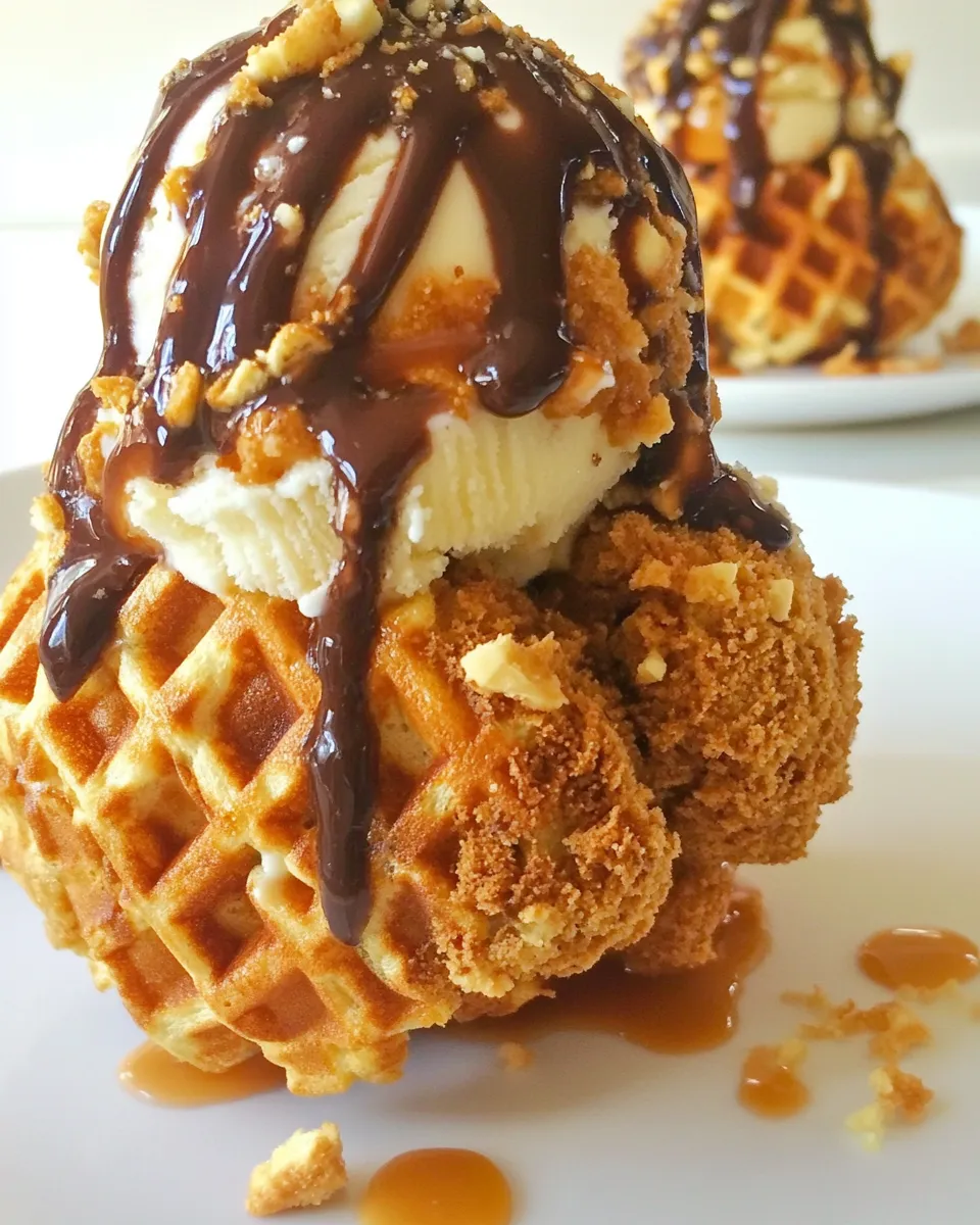 Homemade Faux Fried Ice Cream and Cinnamon Waffle Sundaes recipe photo