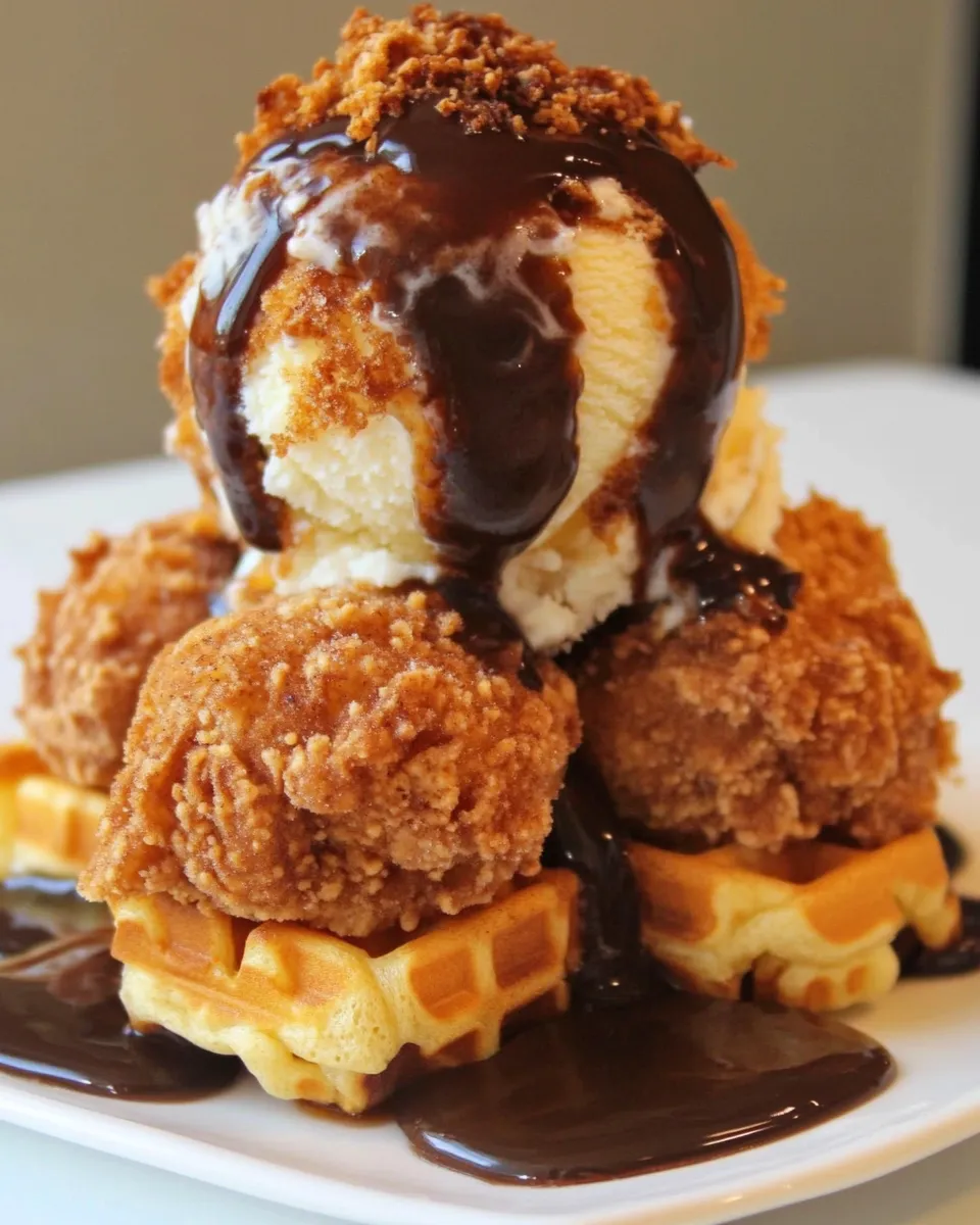 Delicious Faux Fried Ice Cream and Cinnamon Waffle Sundaes dish photo