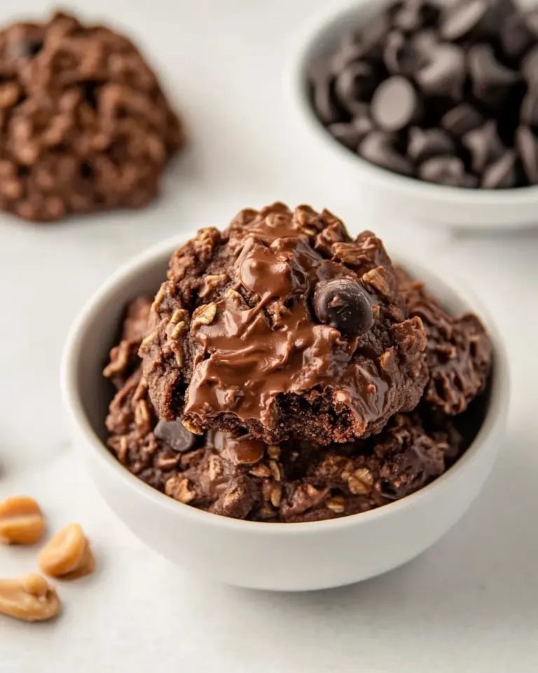 Homemade Flourless Double Chocolate Peanut Butter Oatmeal Cookies photo