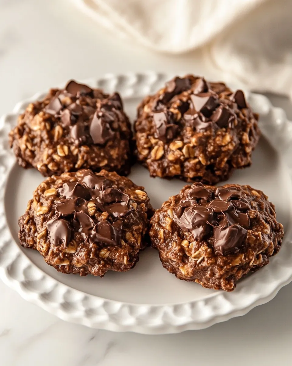 Classic Flourless Double Chocolate Peanut Butter Oatmeal Cookies image