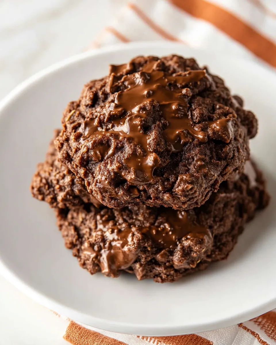 Easy Flourless Double Chocolate Peanut Butter Oatmeal Cookies recipe photo
