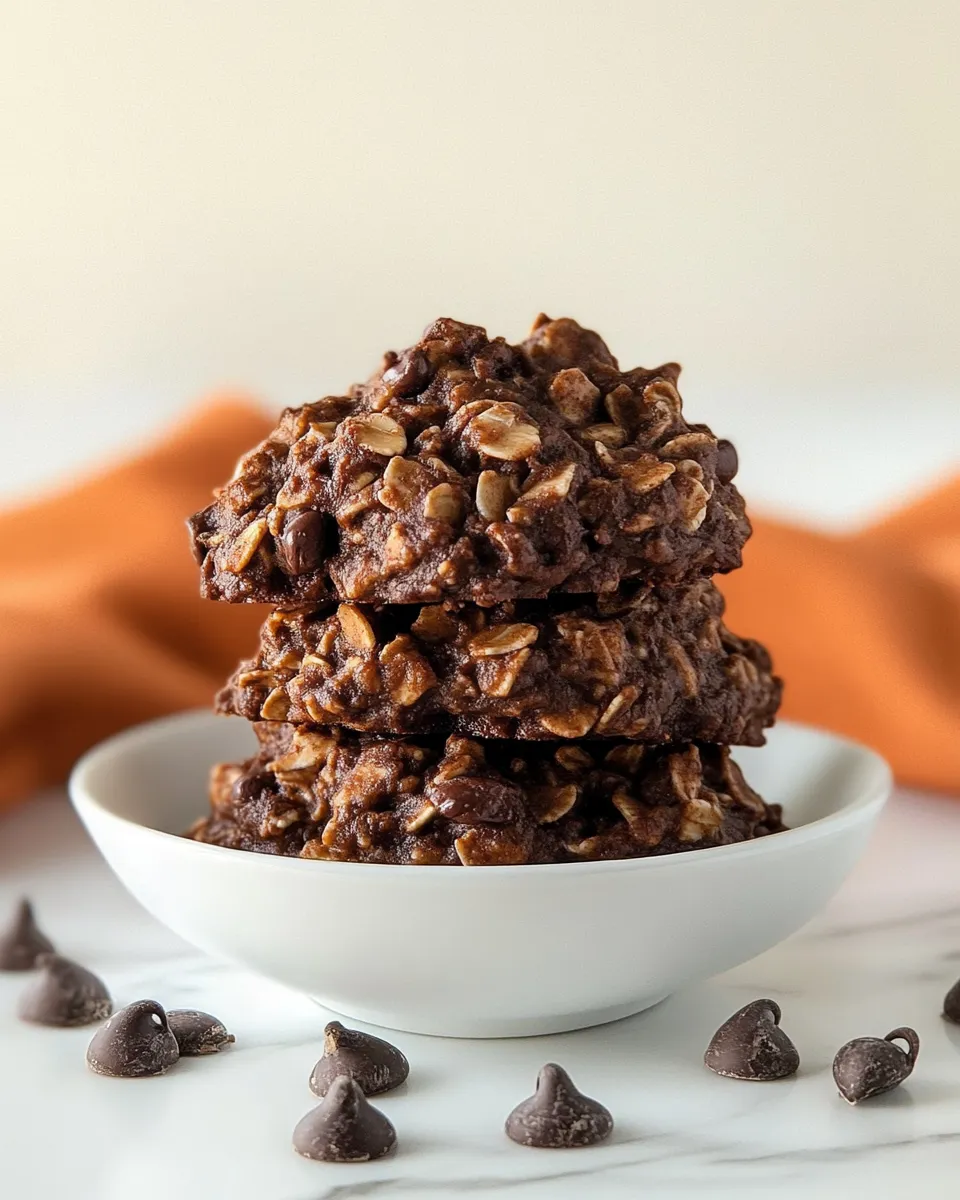 Delicious Flourless Double Chocolate Peanut Butter Oatmeal Cookies shot