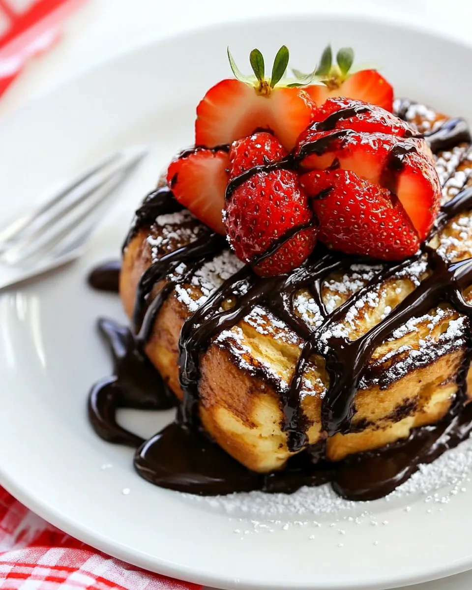 Easy French Toast with Chocolate Sauce and Strawberries recipe photo