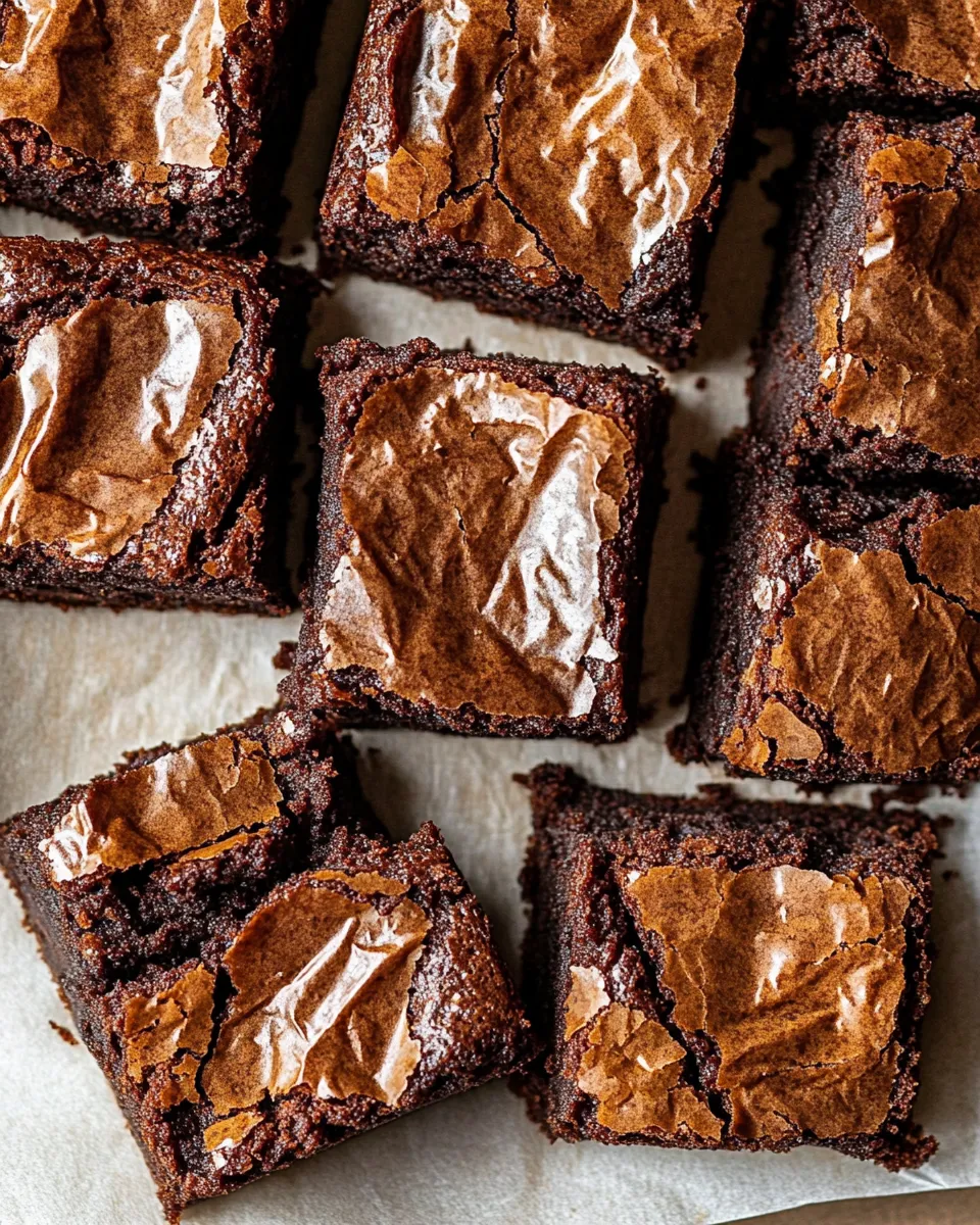Delicious Fudgy, Crinkly, Brown Butter Brownies. food shot