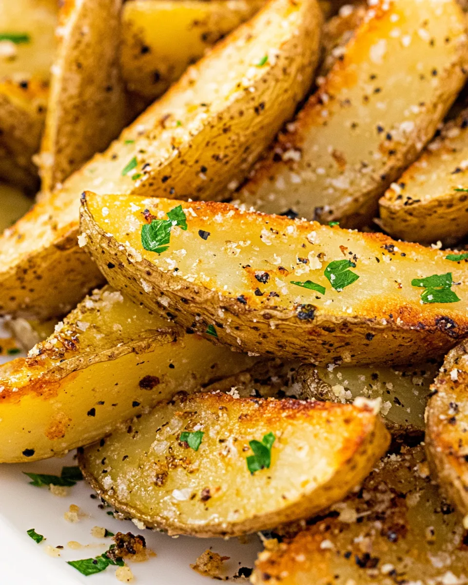 Delicious Garlic Parmesan Potato Wedges shot