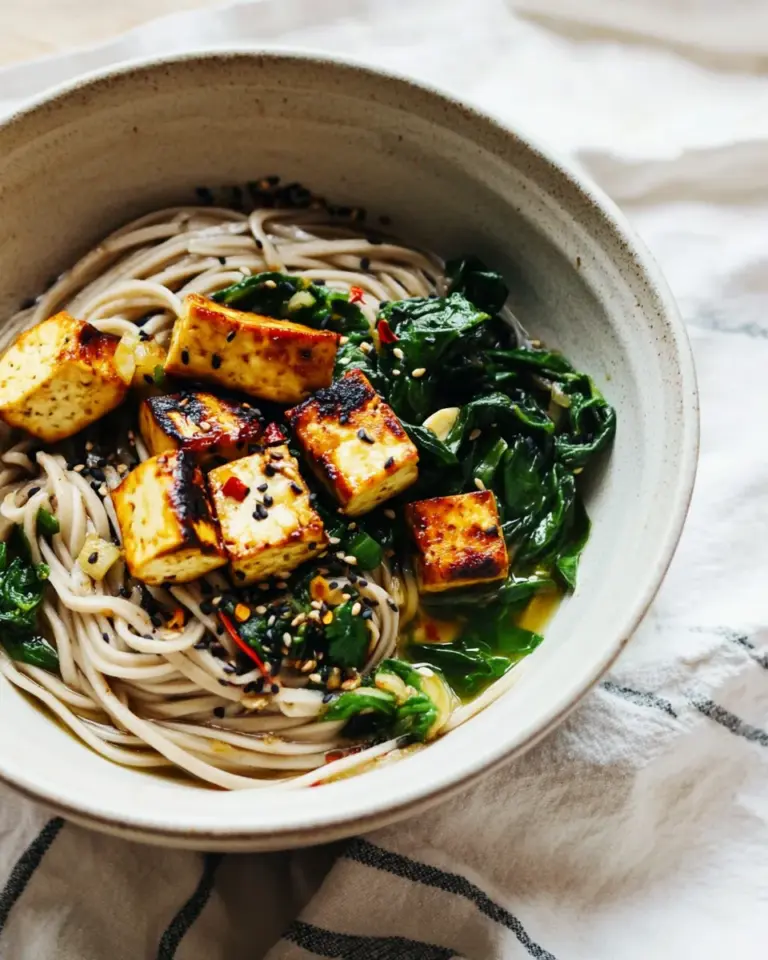 Homemade Garlic Pepper Soba with Chili Roasted Tofu photo