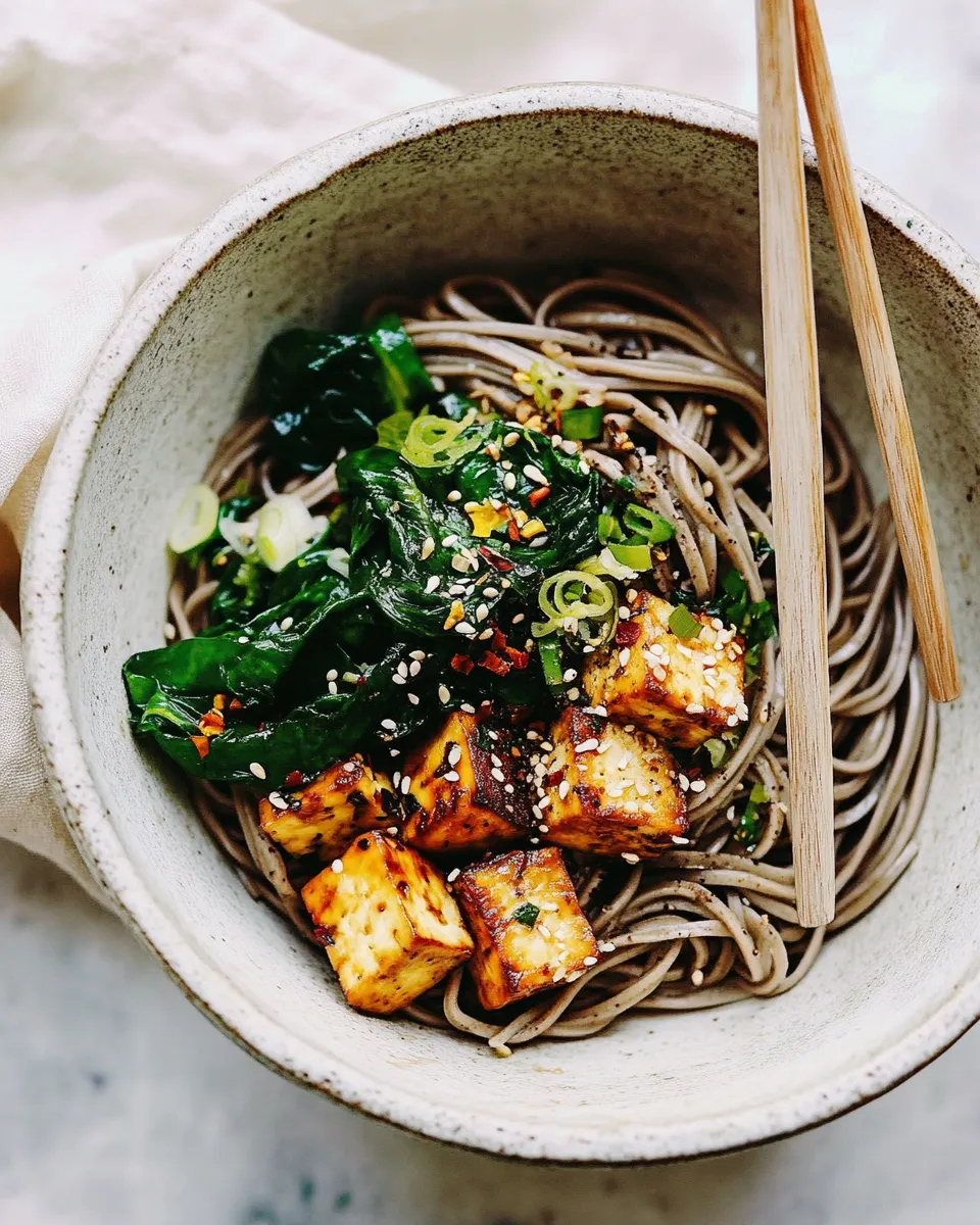 Easy Garlic Pepper Soba with Chili Roasted Tofu recipe photo