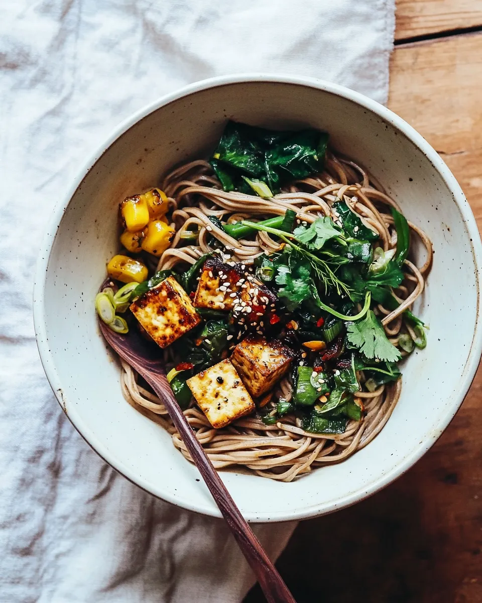 Tasty Garlic Pepper Soba with Chili Roasted Tofu shot