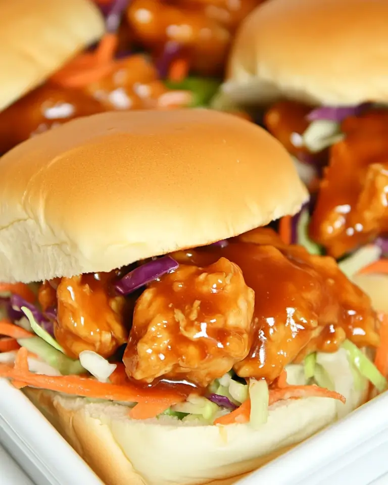 Homemade General Tsos Chicken Sliders With Crunchy Slaw photo