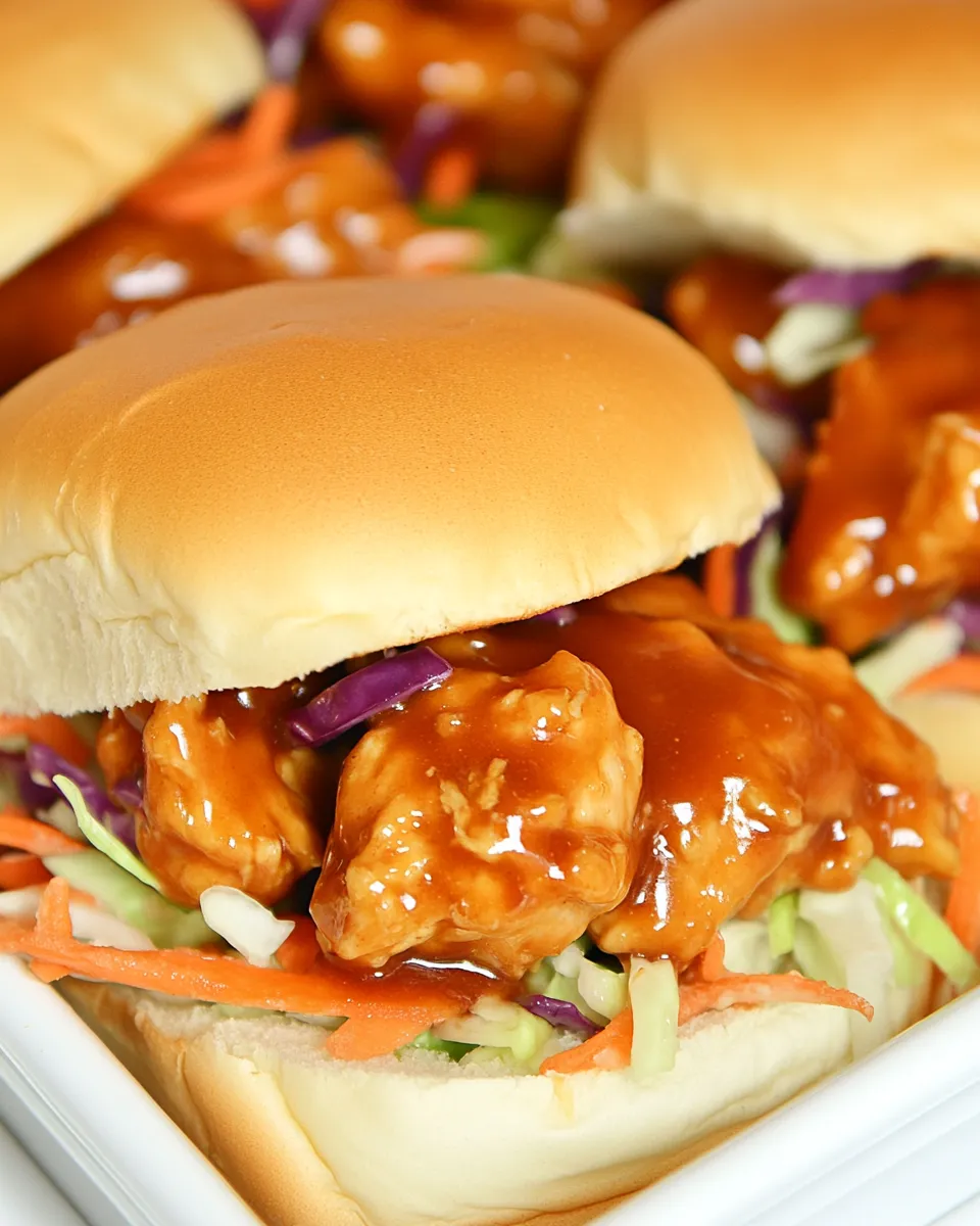 Homemade General Tsos Chicken Sliders With Crunchy Slaw photo