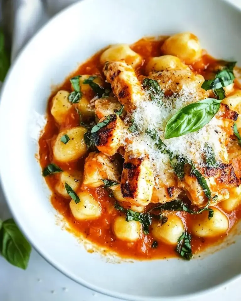 Homemade Gnocchi with Grilled Chicken in Roasted Red Pepper Sauce photo