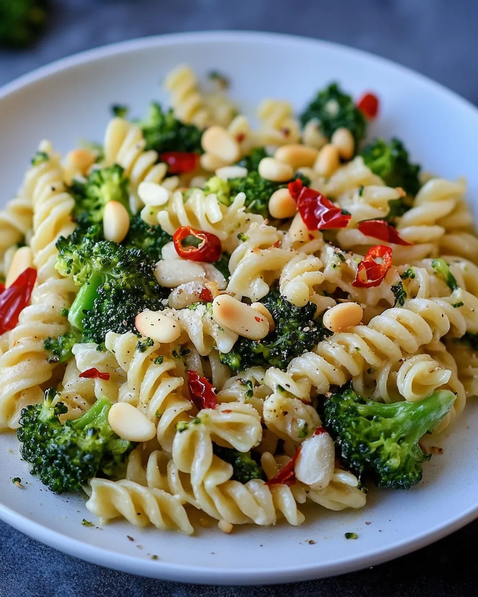 Delicious Goat Cheese Pasta, Broccoli, and Pine Nuts image
