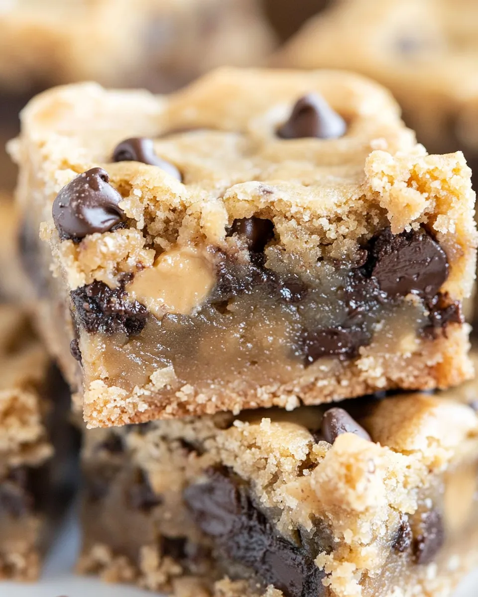 Homemade Gooey Peanut Butter Chocolate Chip Cookie Bars photo