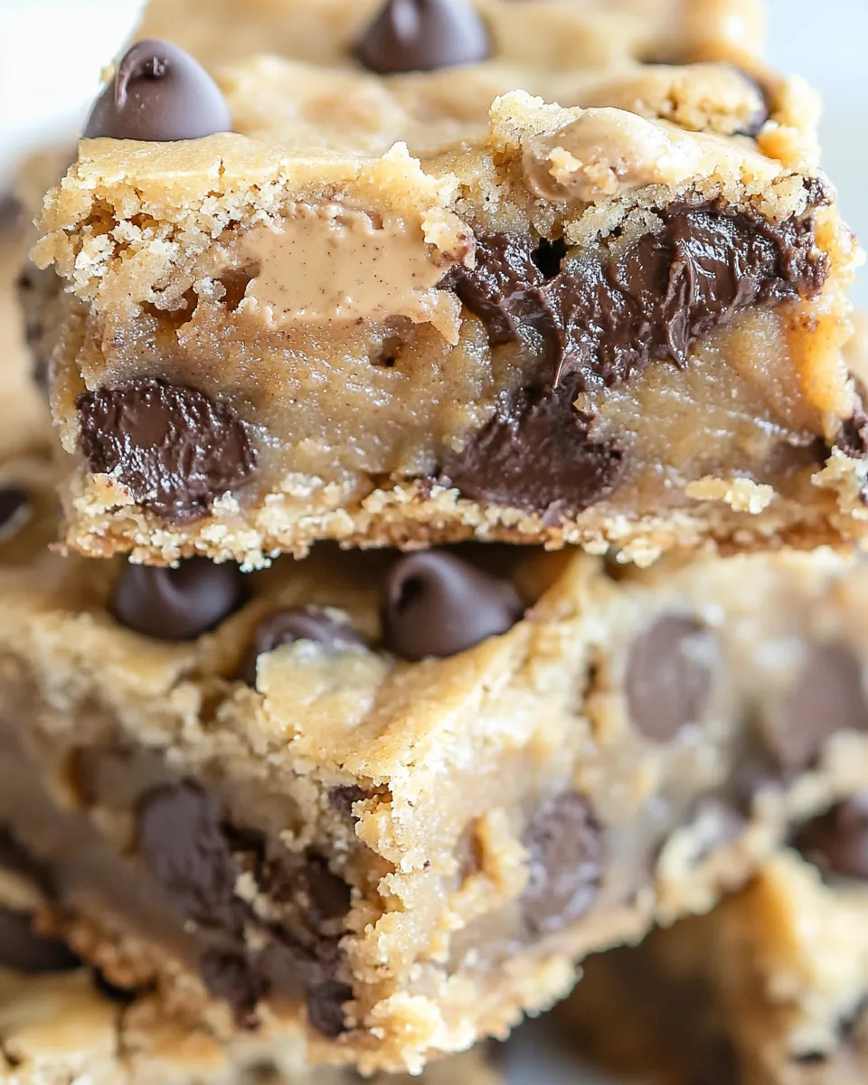 Easy Gooey Peanut Butter Chocolate Chip Cookie Bars recipe photo