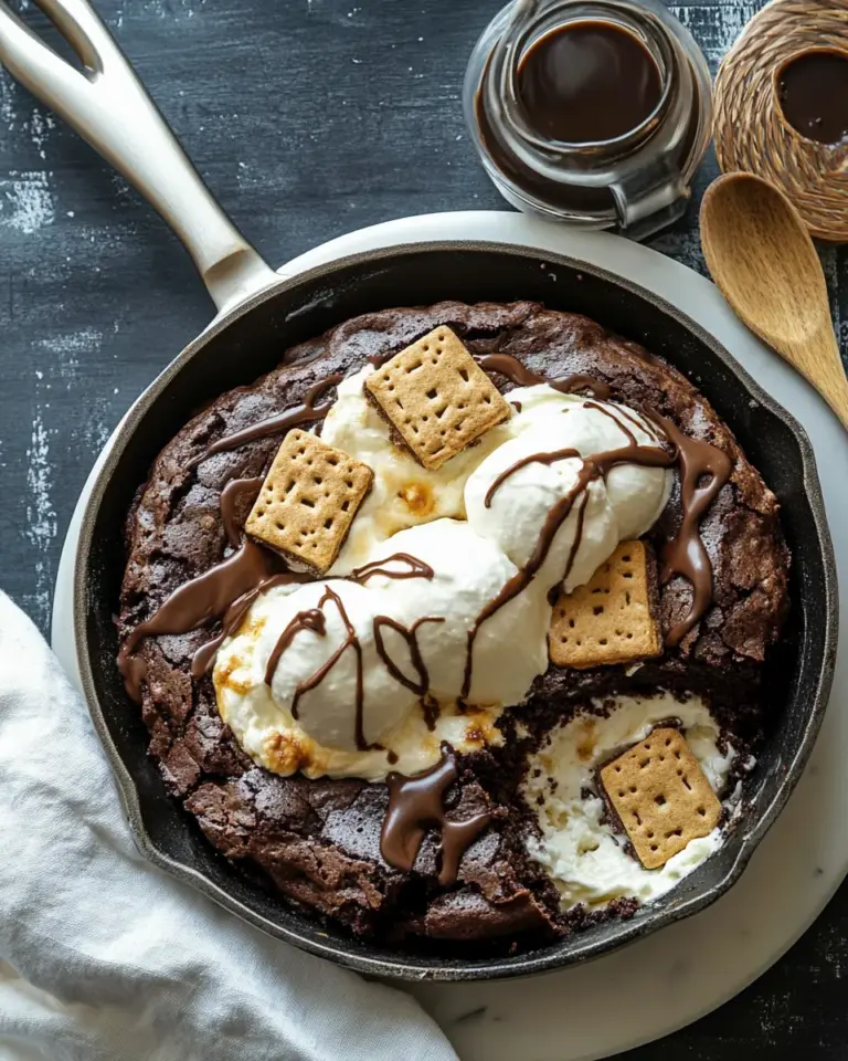 Tasty Gooey Smores Skillet Brownie. picture