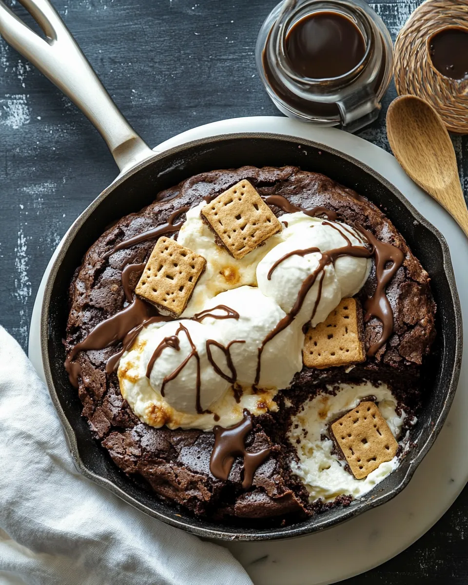 Tasty Gooey Smores Skillet Brownie. picture