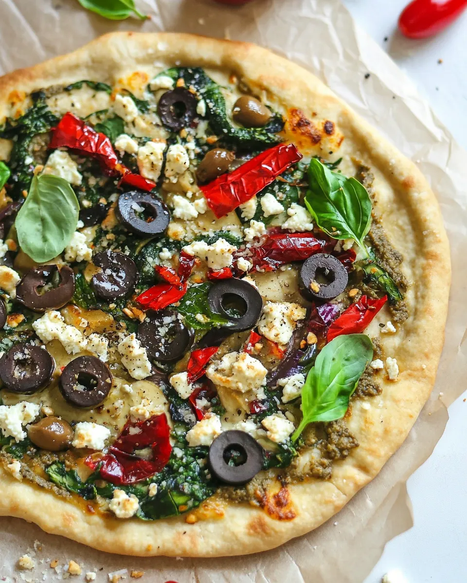 Homemade Greek Hummus Pizza photo