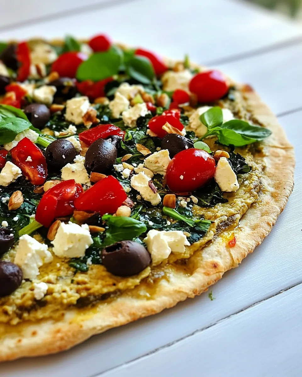 Easy Greek Hummus Pizza recipe photo