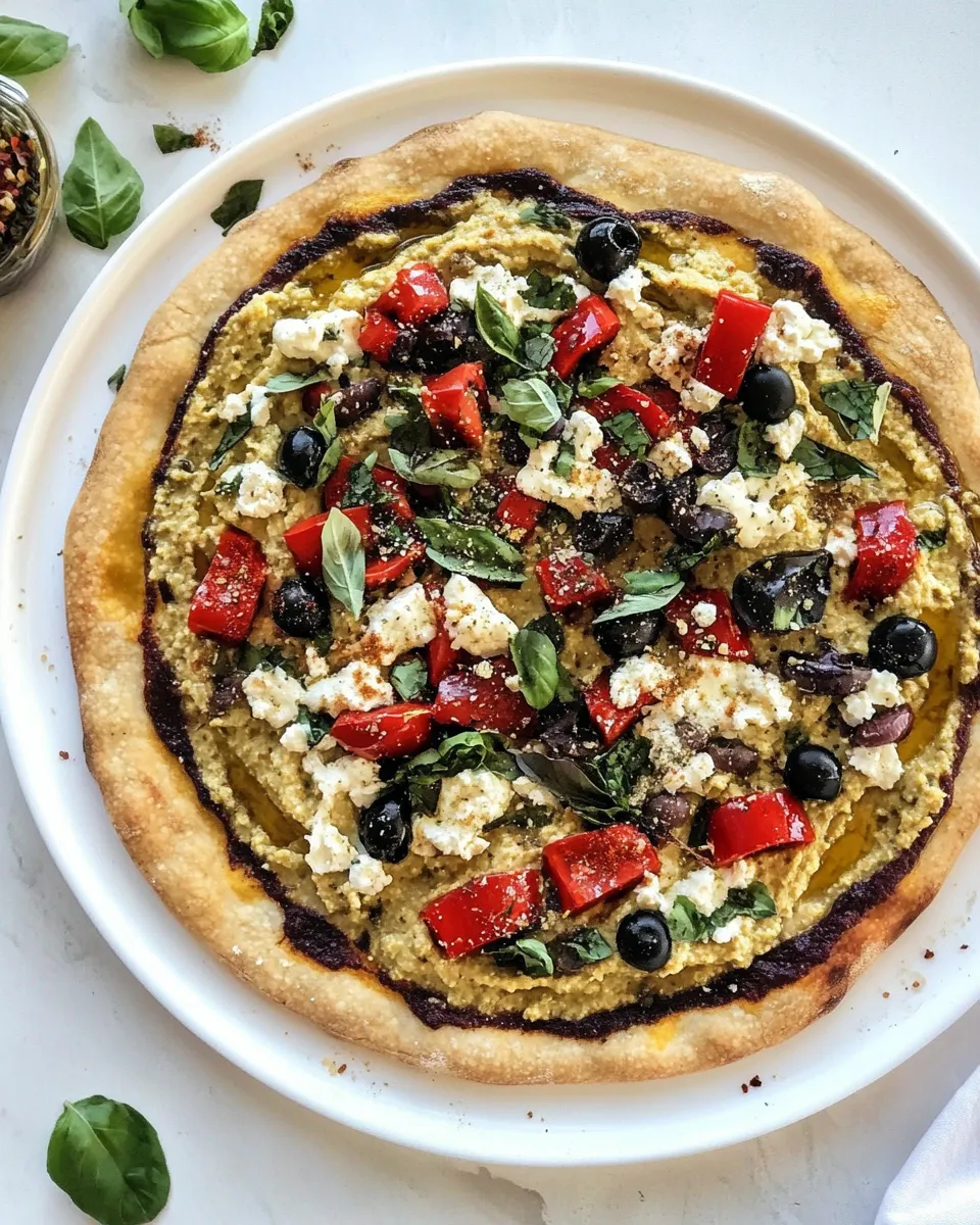 Delicious Greek Hummus Pizza shot