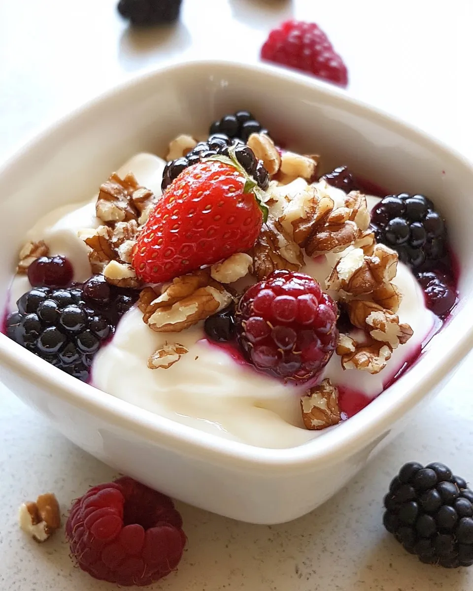 Homemade Greek Yogurt with Berries, Nuts and Honey recipe photo