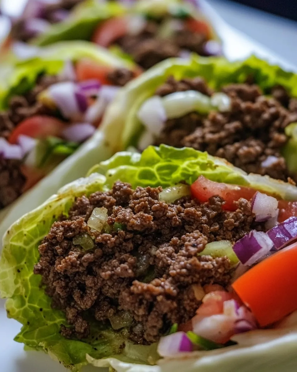 Delicious Ground Beef Lettuce Wraps shot