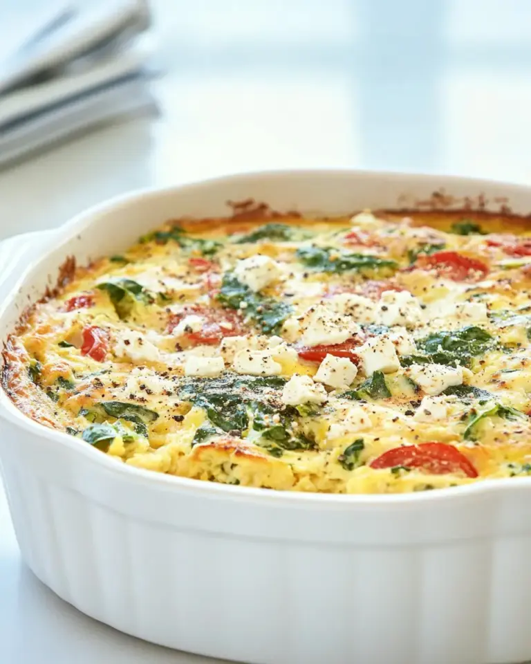 Homemade Healthy Breakfast Casserole with Spinach and Feta photo