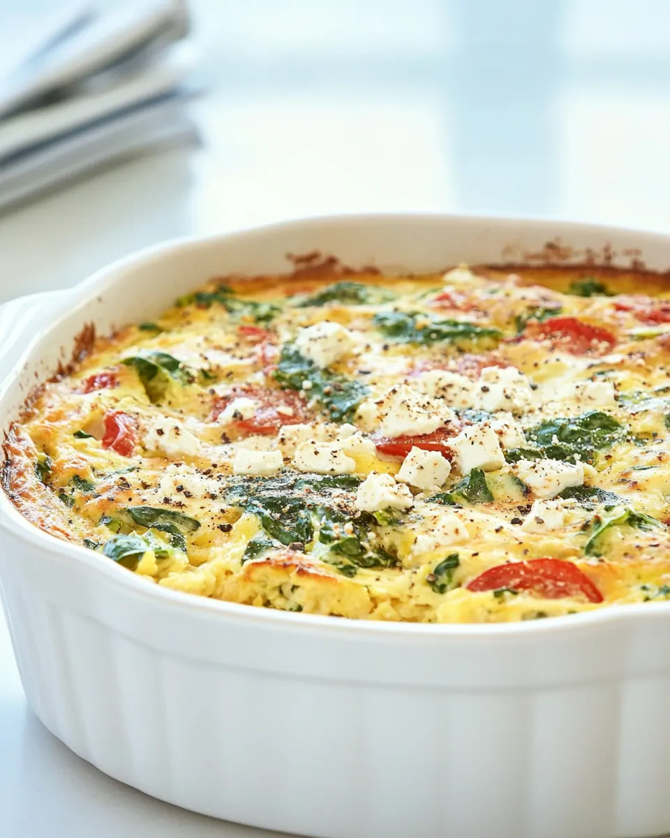 Homemade Healthy Breakfast Casserole with Spinach and Feta photo