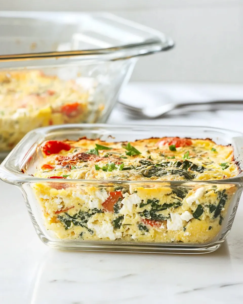 Classic Healthy Breakfast Casserole with Spinach and Feta image
