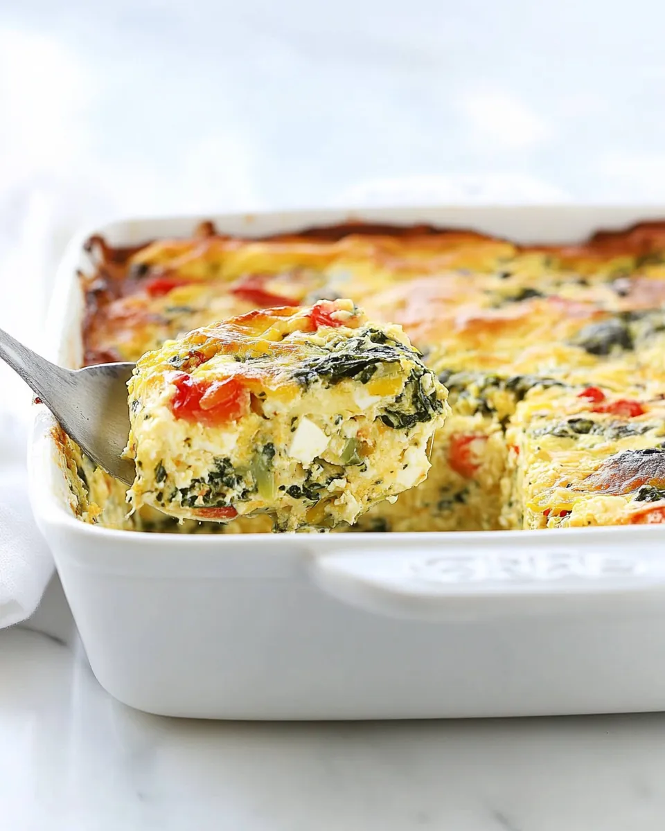 Delicious Healthy Breakfast Casserole with Spinach and Feta shot