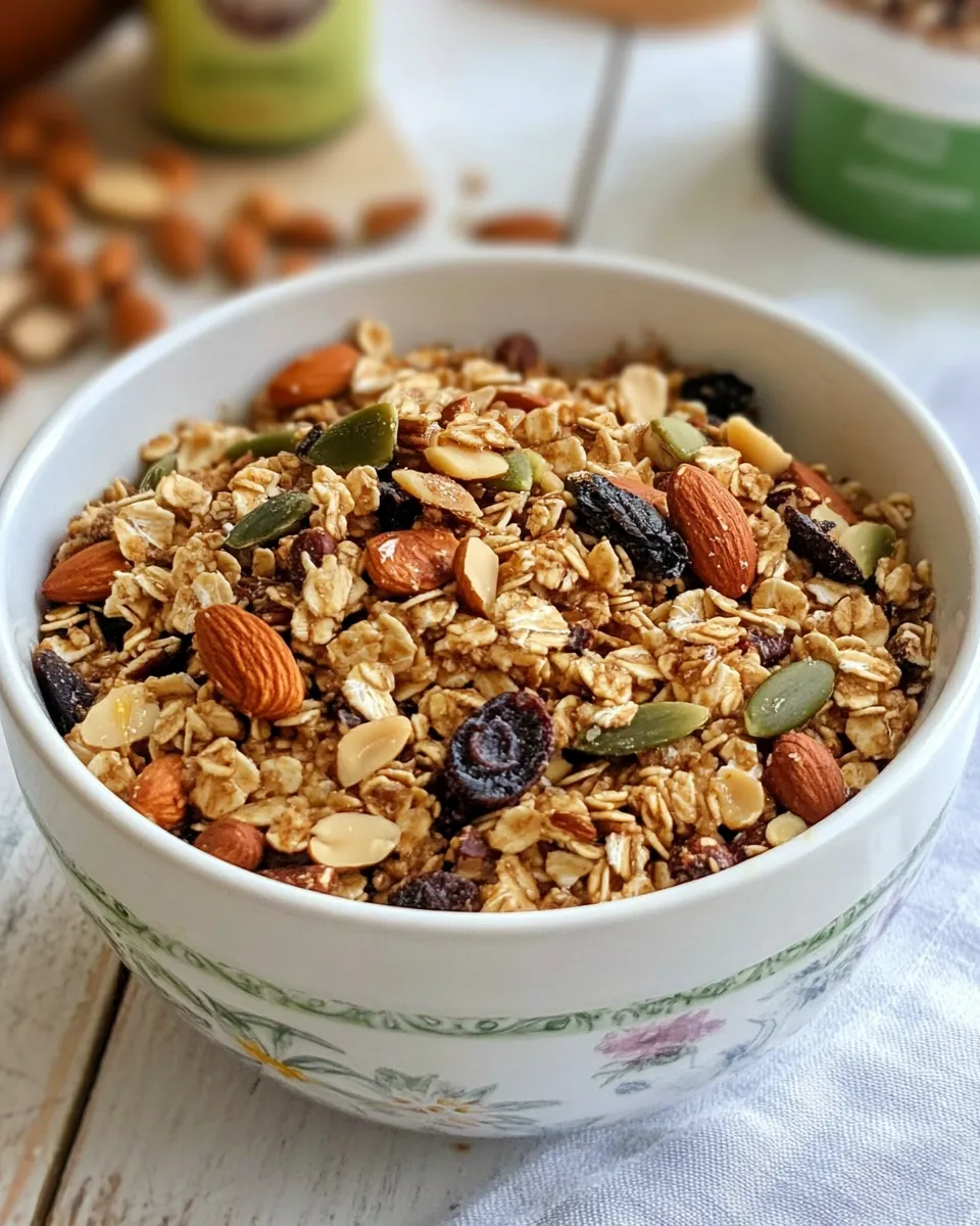 Healthy Homemade Breakfast Cereal with Nuts and Honey shot