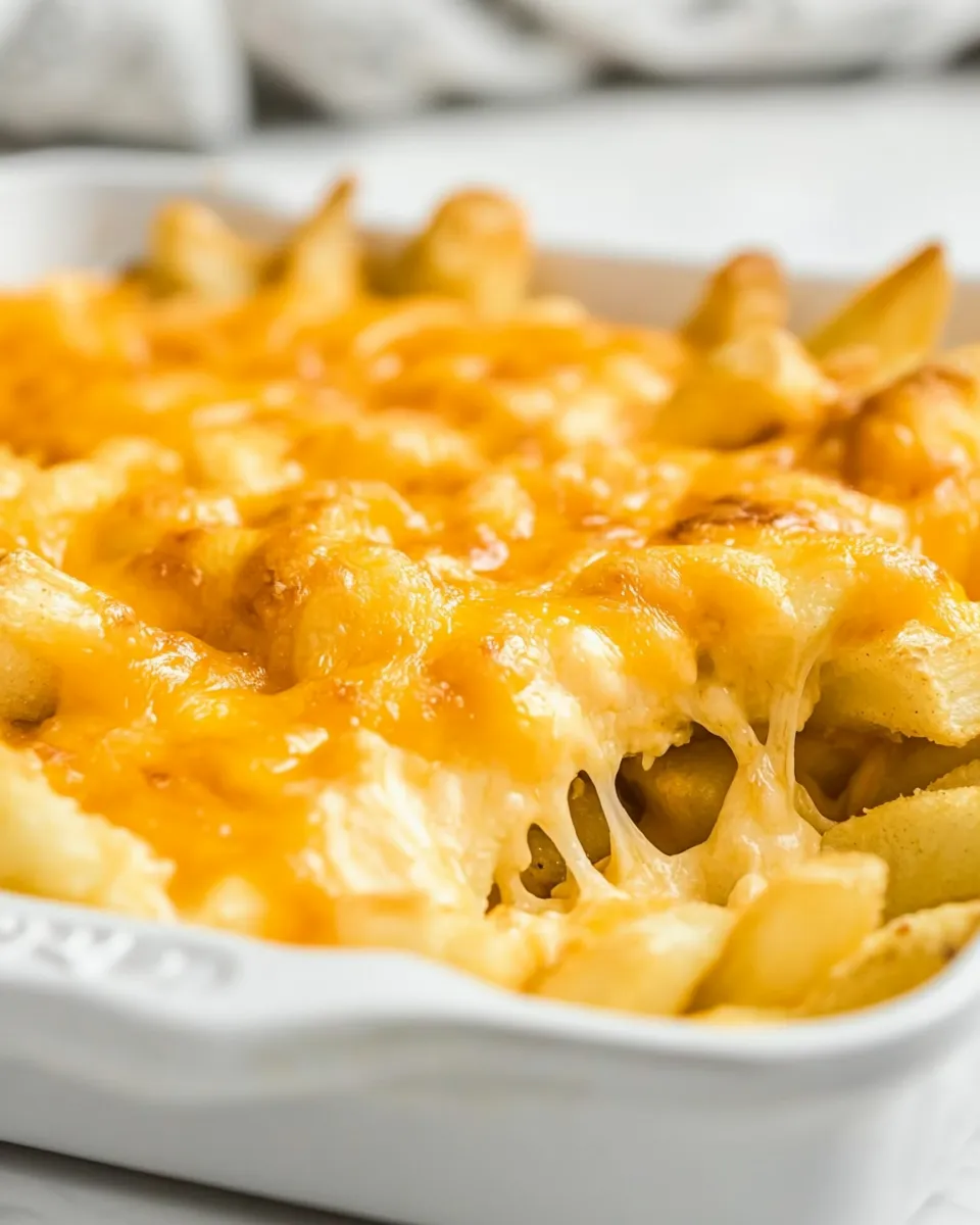Delicious Homemade Cheese Fries Recipe food shot